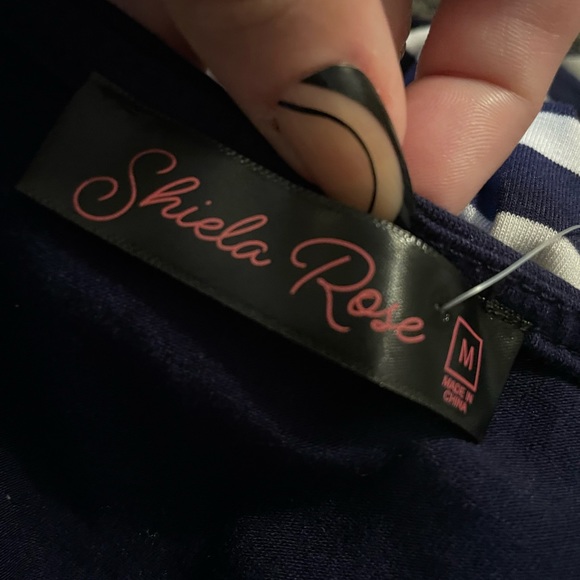 IT HAS POCKETS! 👗 Navy/White Striped Long Sleeve Dress with Pockets - Size M - Picture 7 of 7